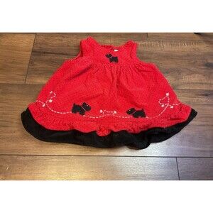Rare Too !  Red Black Dog Dress 6-9 Months